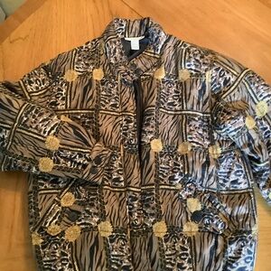 Anna & Frank Silk Animal Puffer with Gold medallion print